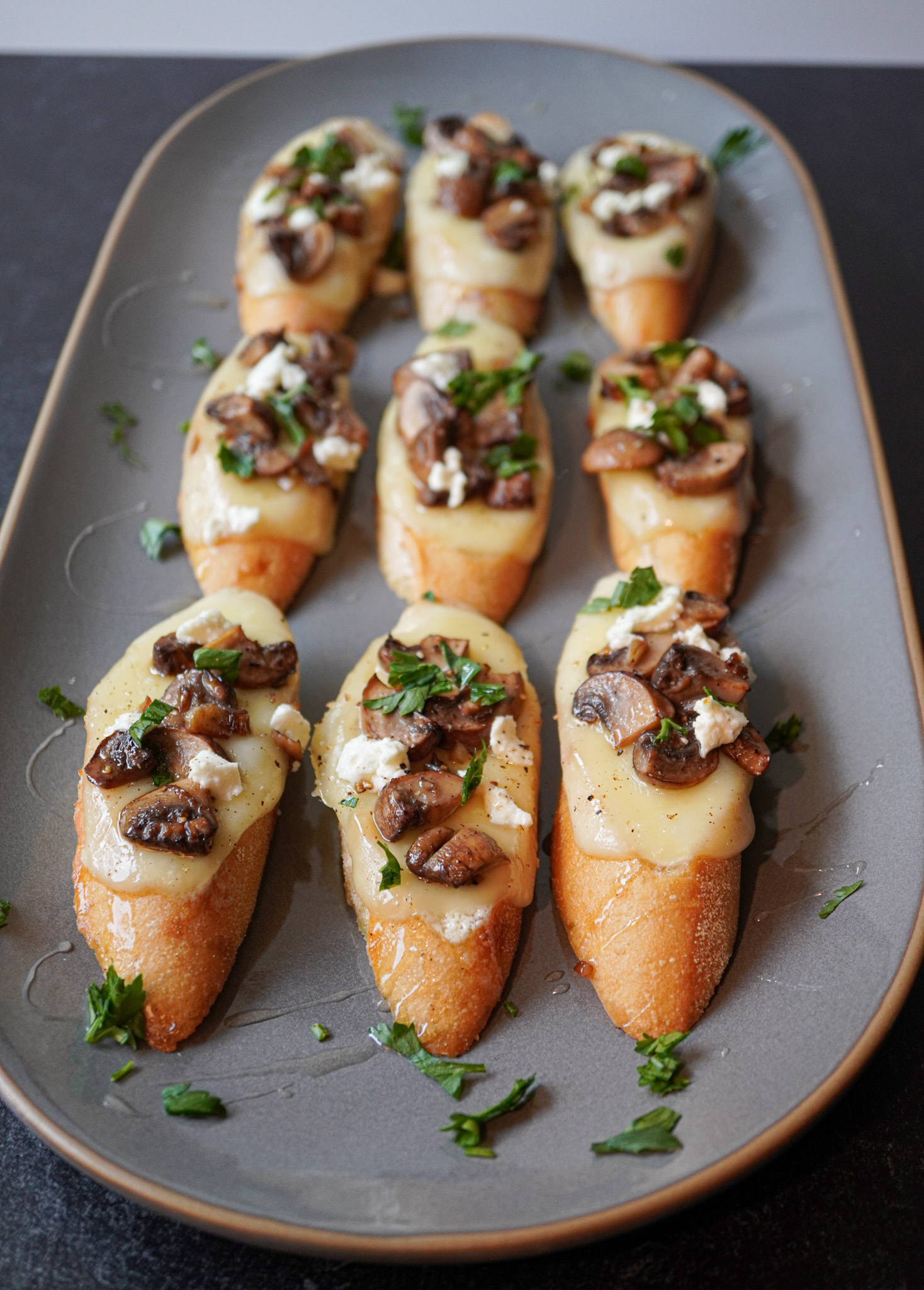 Truffled Cremini and Havarti Crostini